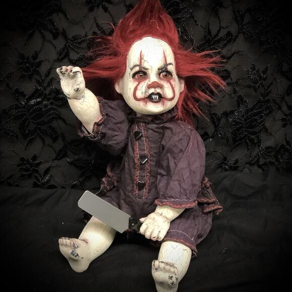 OOAK Creepy Odd 17 “ Haunted Ghost Clown Doll Scary Halloween Horror Art Doll - Picture 6 of 16